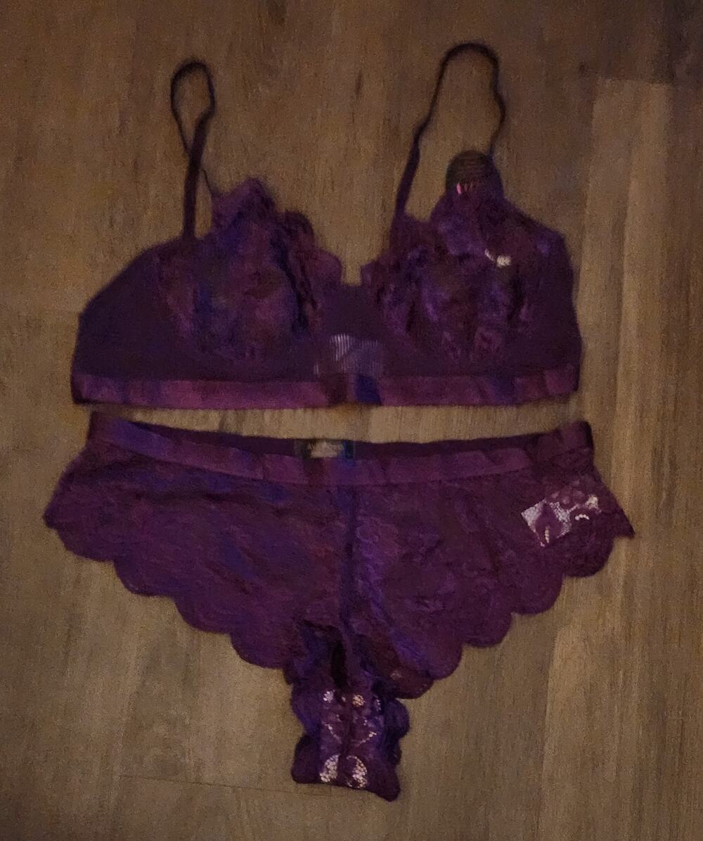 NWT Women's Avidlove Lingerie Pushup Bra & Panty. Purple. XL